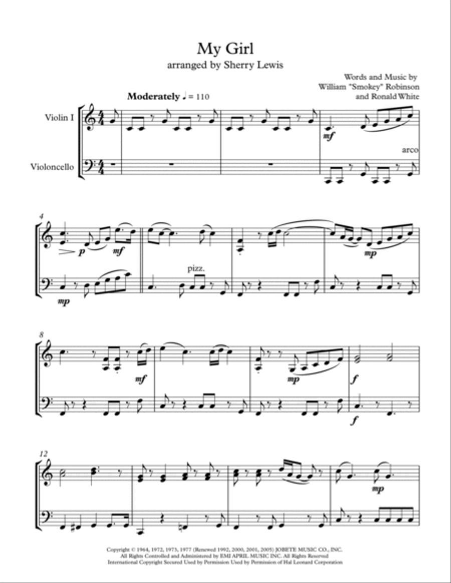My Girl String Duet scores gallery preview page 4