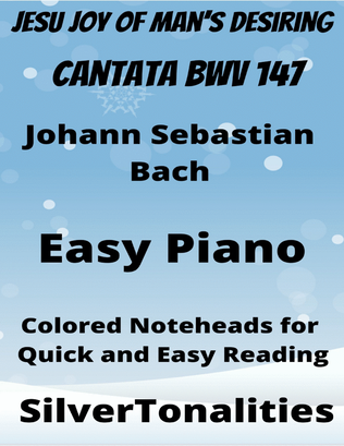 Jesu Joy of Man's Desiring Easy Piano Sheet Music with Colored Notation