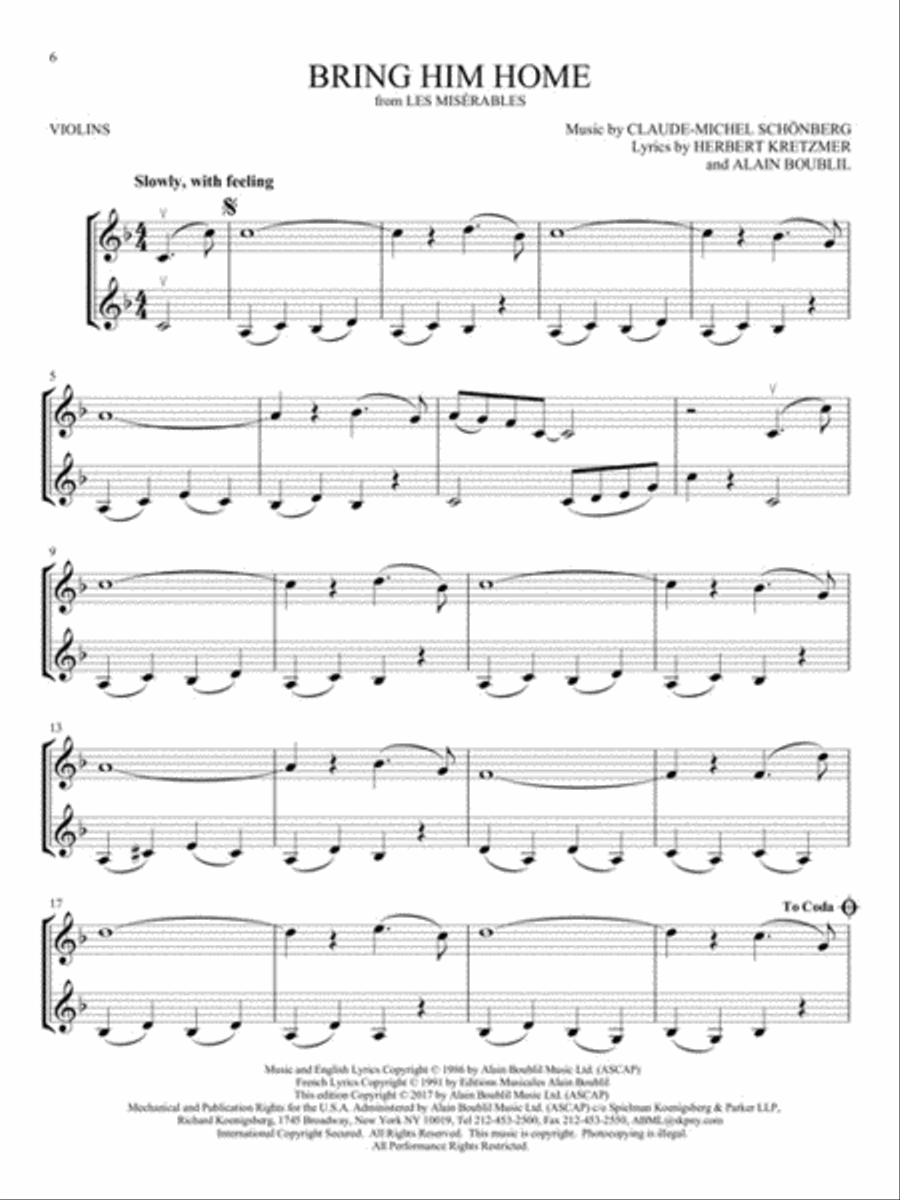 Broadway Songs for Two Violins String Duet scores gallery preview page 4