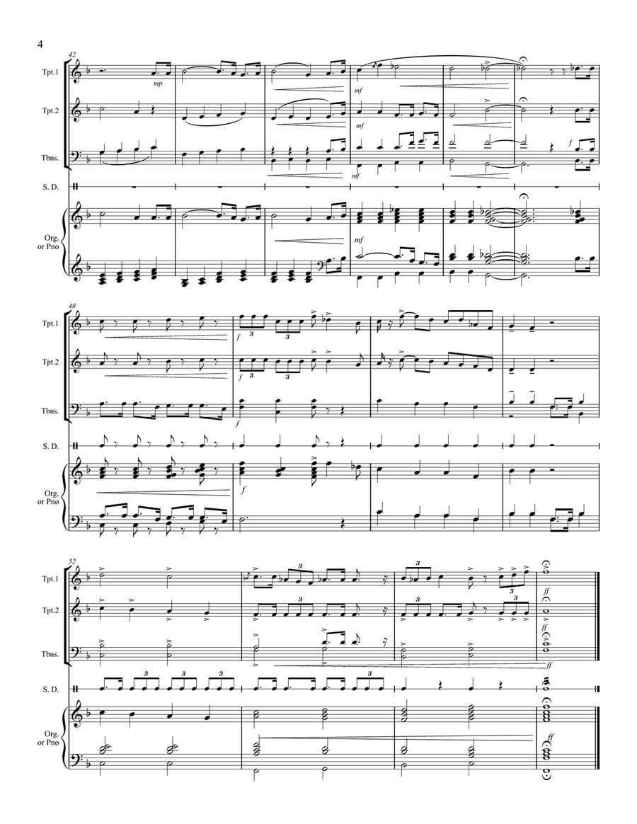 When the Roll Is Called Up Yonder – Brass Quartet and Keyboard Small Ensemble scores gallery preview page 5
