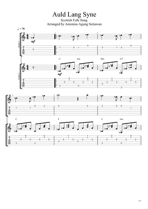 Book cover for Auld Lang Syne (Duet Guitar Tablature)