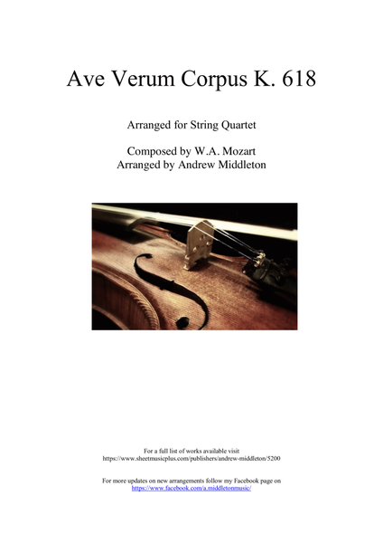 Ave Verum Corpus K. 618 arranged for String Quartet image number null