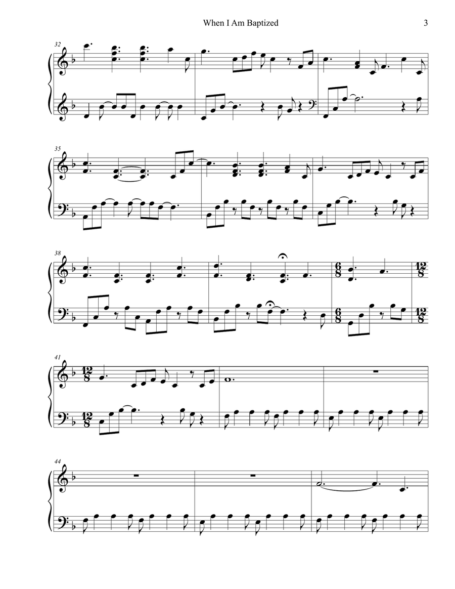 When I Am Baptized Piano Solo scores gallery preview page 3