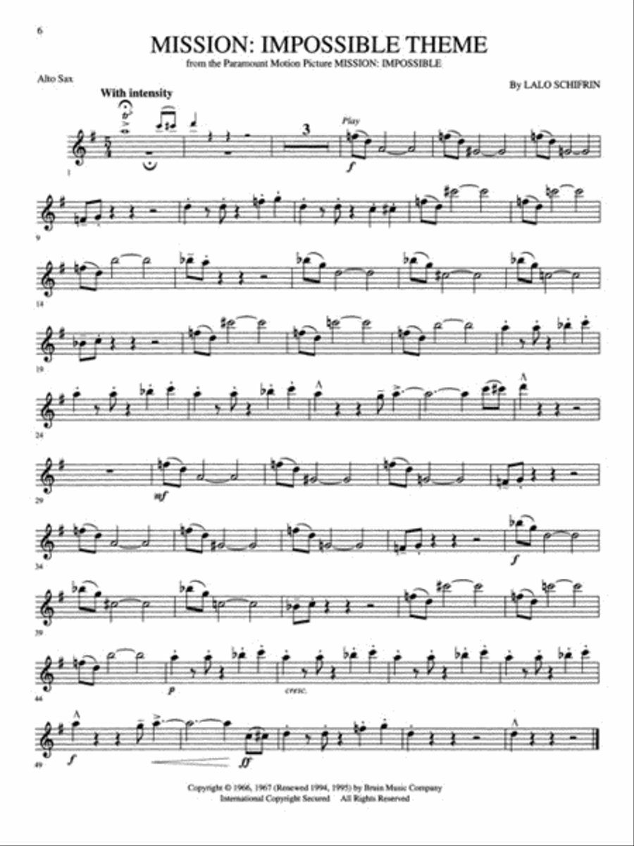 Favorite Movie Themes - Alto Sax Alto Saxophone scores gallery preview page 5