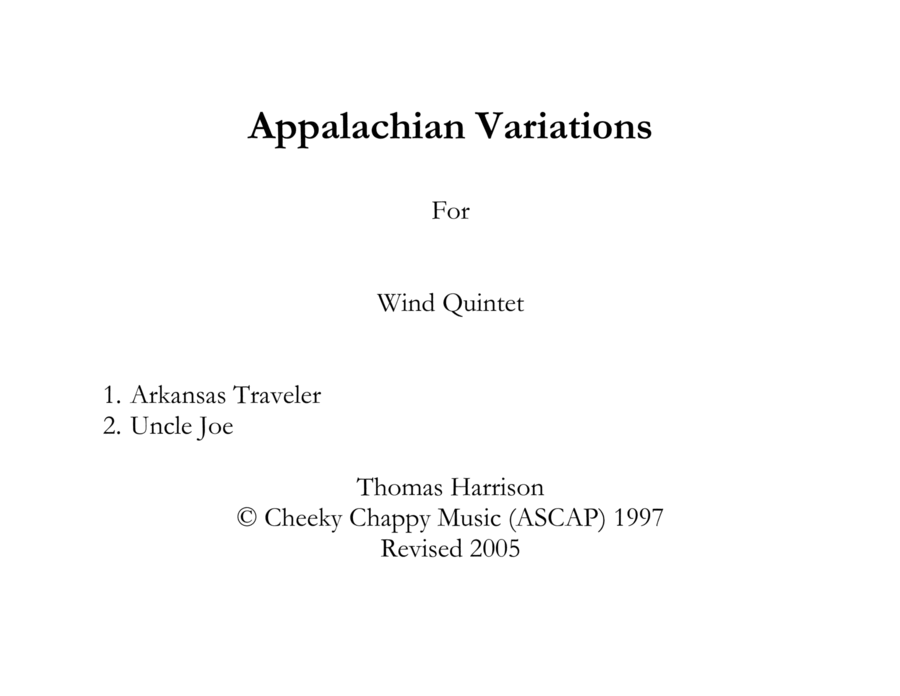 Arkansas Variations Arkansas Variations Woodwind Quintet scores gallery preview page 1