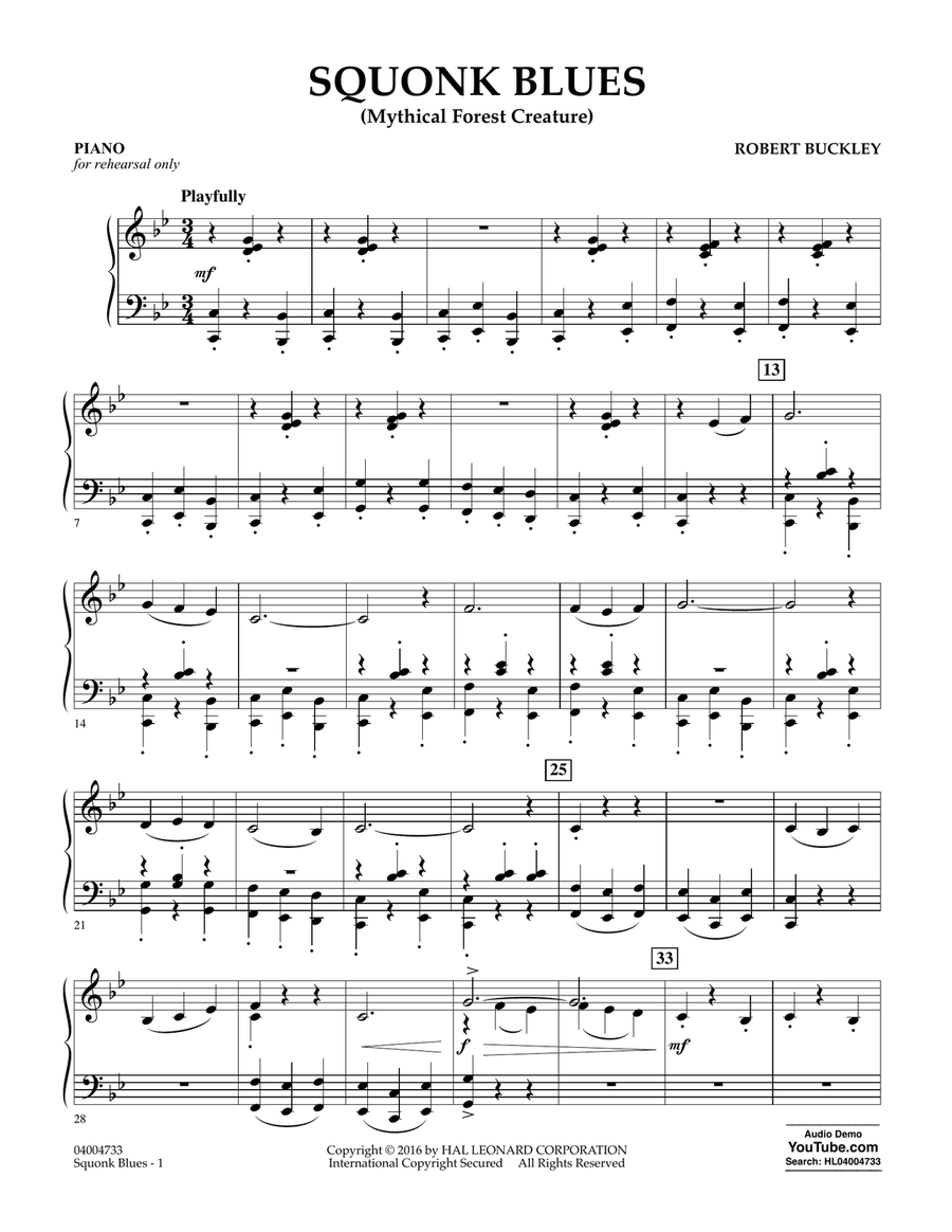 Squonk Blues - Piano Concert Band scores gallery preview page 1