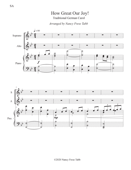 How Great Our Joy with excerpts from 'Joy to the World' arranged as a 2 part Treble Duet (SA) image number null