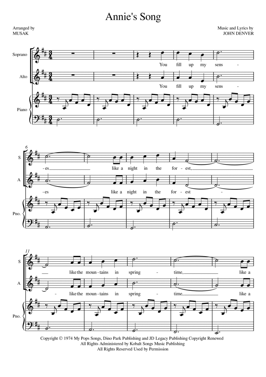 Annie's Song SA scores gallery preview page 1