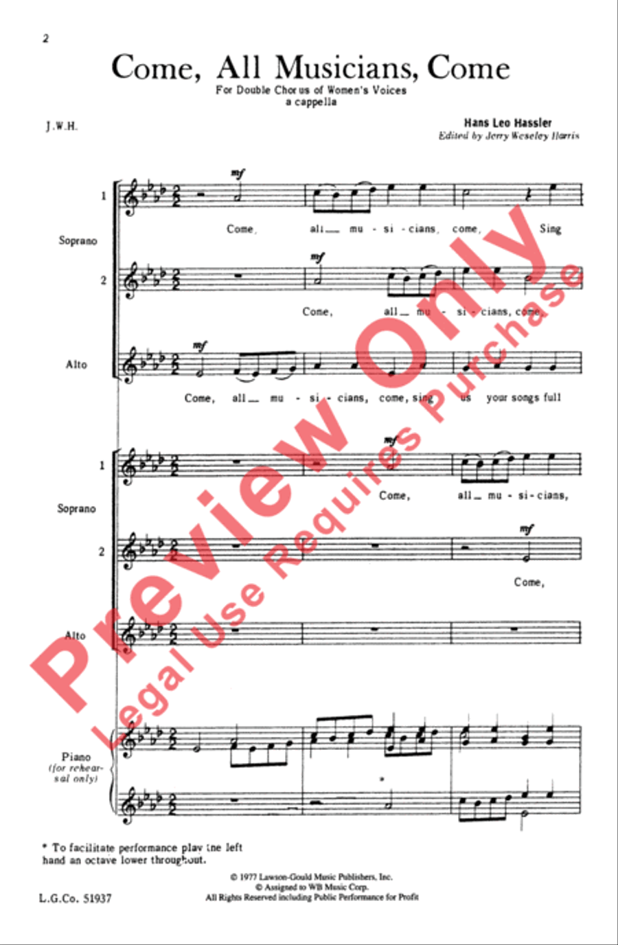 Come, All Musicians, Come 2-Part scores gallery preview page 2