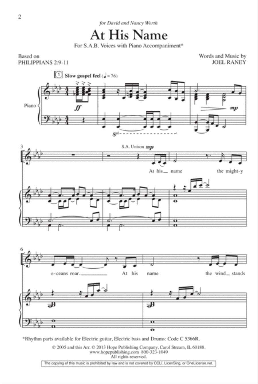 At His Name 3-Part scores gallery preview page 3