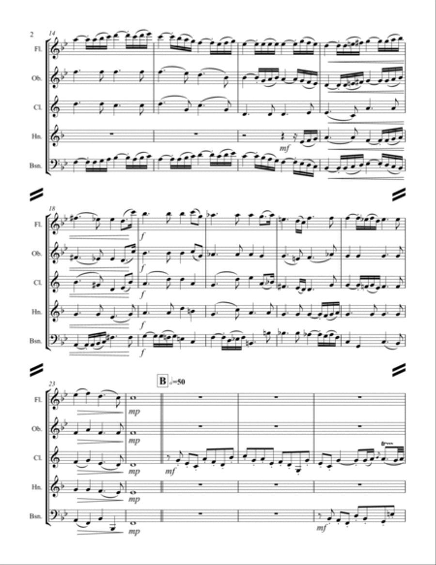 Handel - Water Music Suite No. I Movements 1-9 (for Woodwind Quintet) Woodwind Quintet scores gallery preview page 3