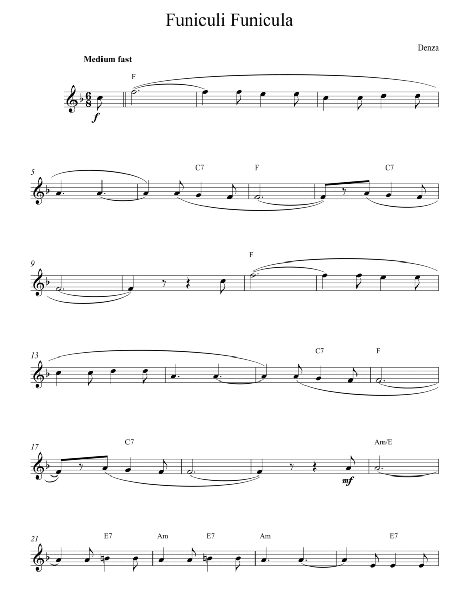 Funiculi Funicula (Top Line) Piano scores gallery preview page 1