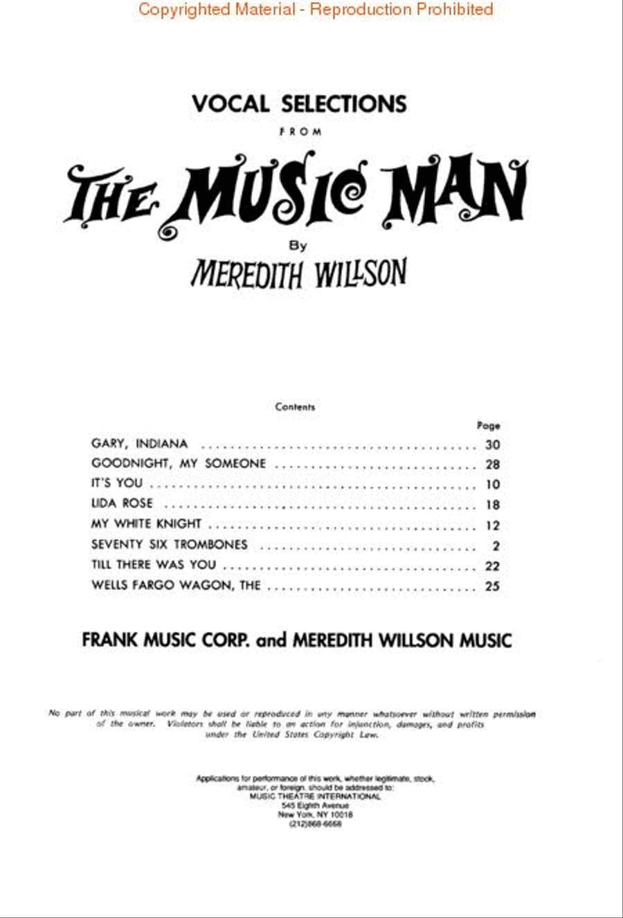 The Music Man The Music Man Piano, Vocal, Guitar scores gallery preview page 2