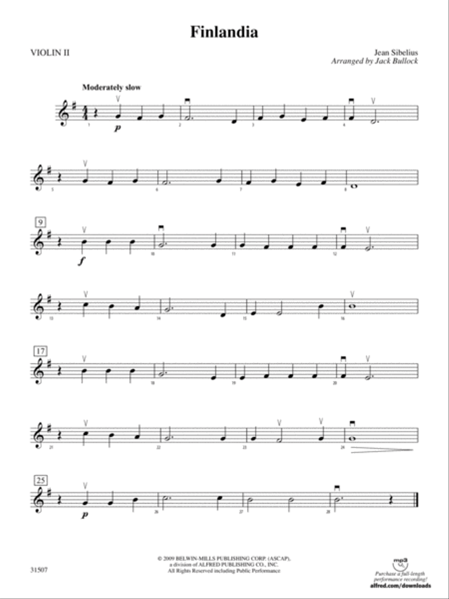 Finlandia: 2nd Violin String Orchestra scores gallery preview page 1