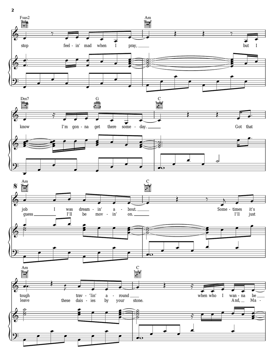 Gonna Get There Someday Piano, Vocal, Guitar scores gallery preview page 2