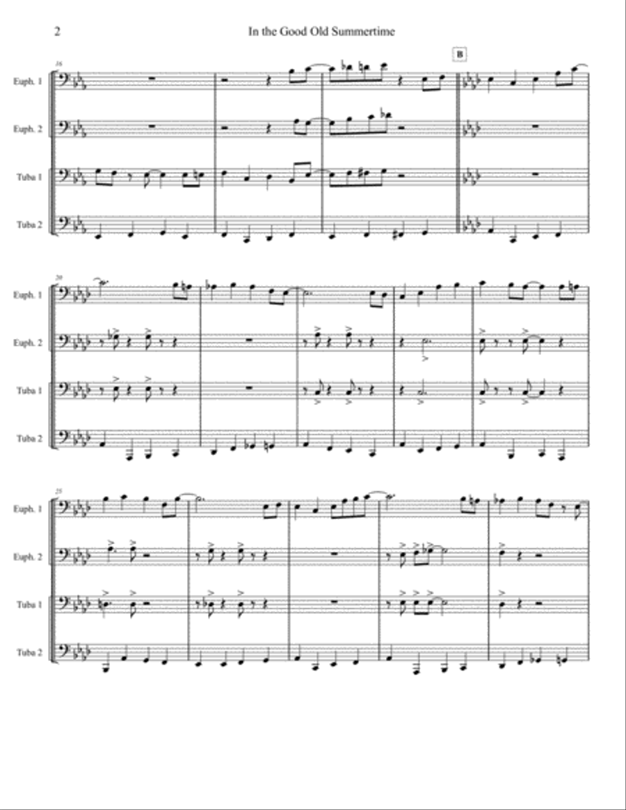 In The Good Ole Summertime - Tuba/Euphonium Quartet Brass Ensemble scores gallery preview page 2