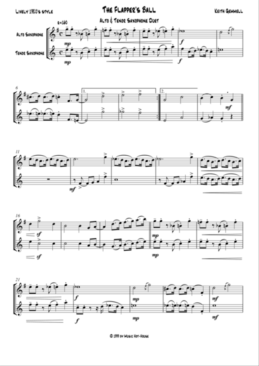 The Flapper's Ball: Alto & Tenor Saxophone Duet The Flapper's Ball: Alto & Tenor Saxophone Duet Woodwind Duet scores gallery preview page 1