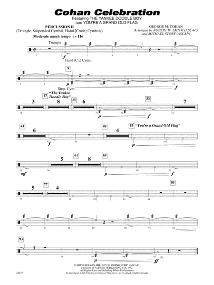 Cohan Celebration: 2nd Percussion Concert Band scores gallery preview page 1