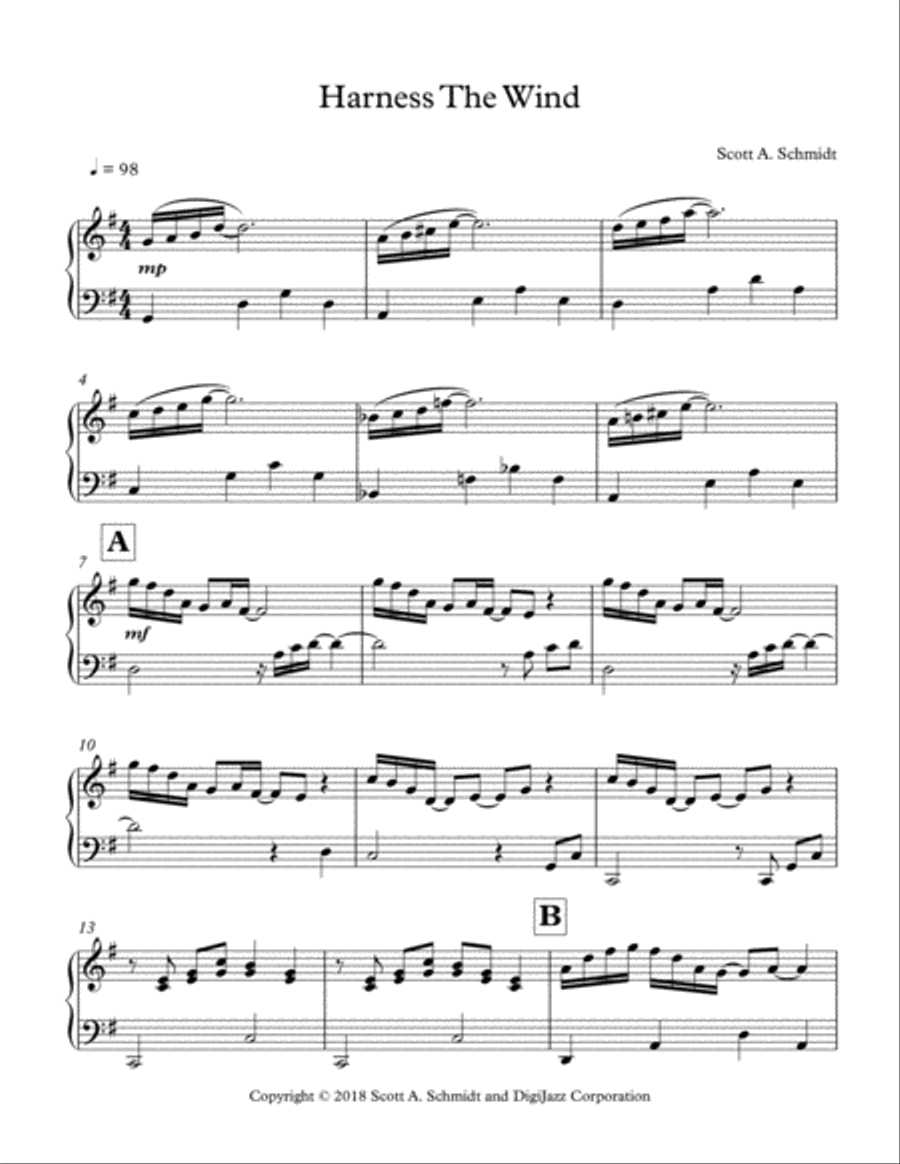 Harness The Wind Harness The Wind Piano Solo scores gallery preview page 1