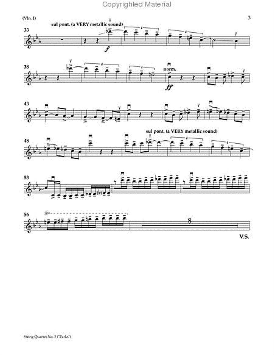 String Quartet No. 5: Parks (parts) String Quartet scores gallery preview page 3