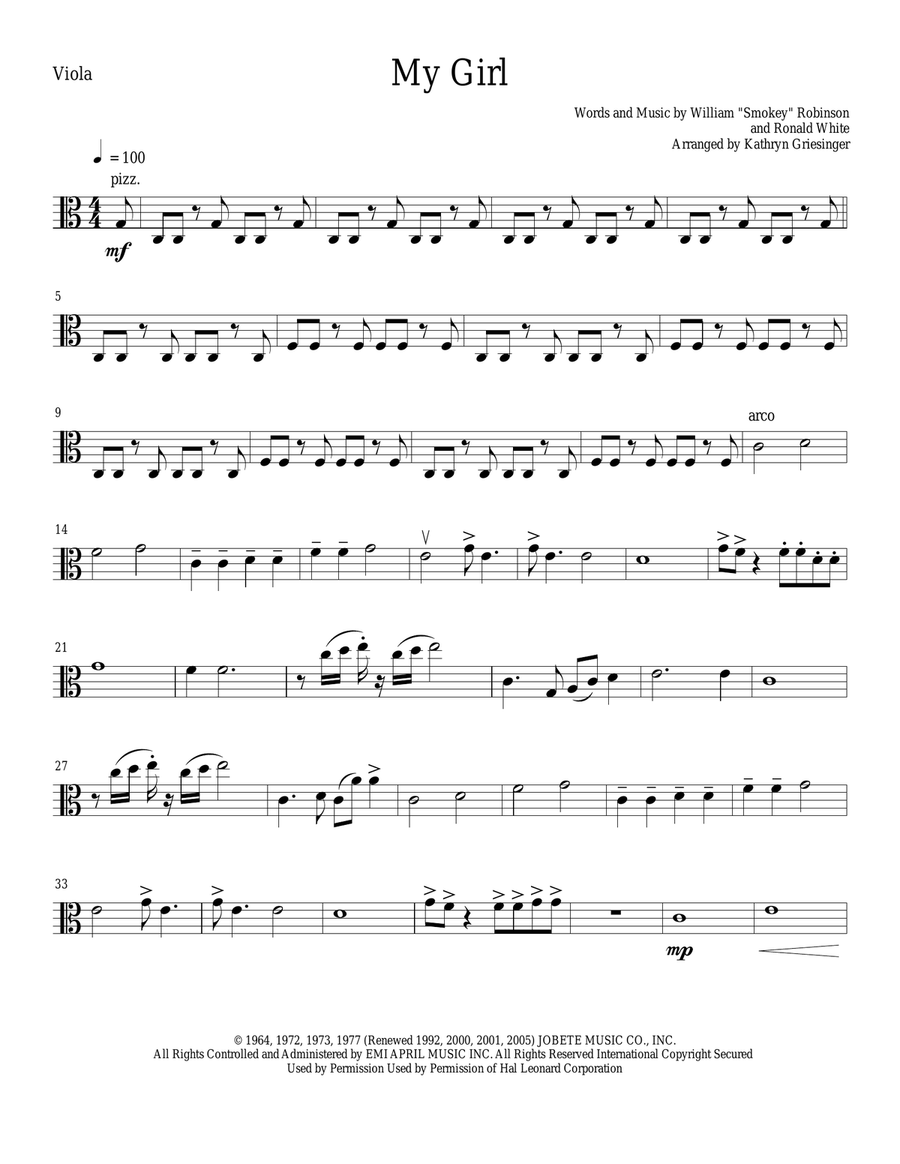 My Girl My Girl String Quartet scores gallery preview page 5