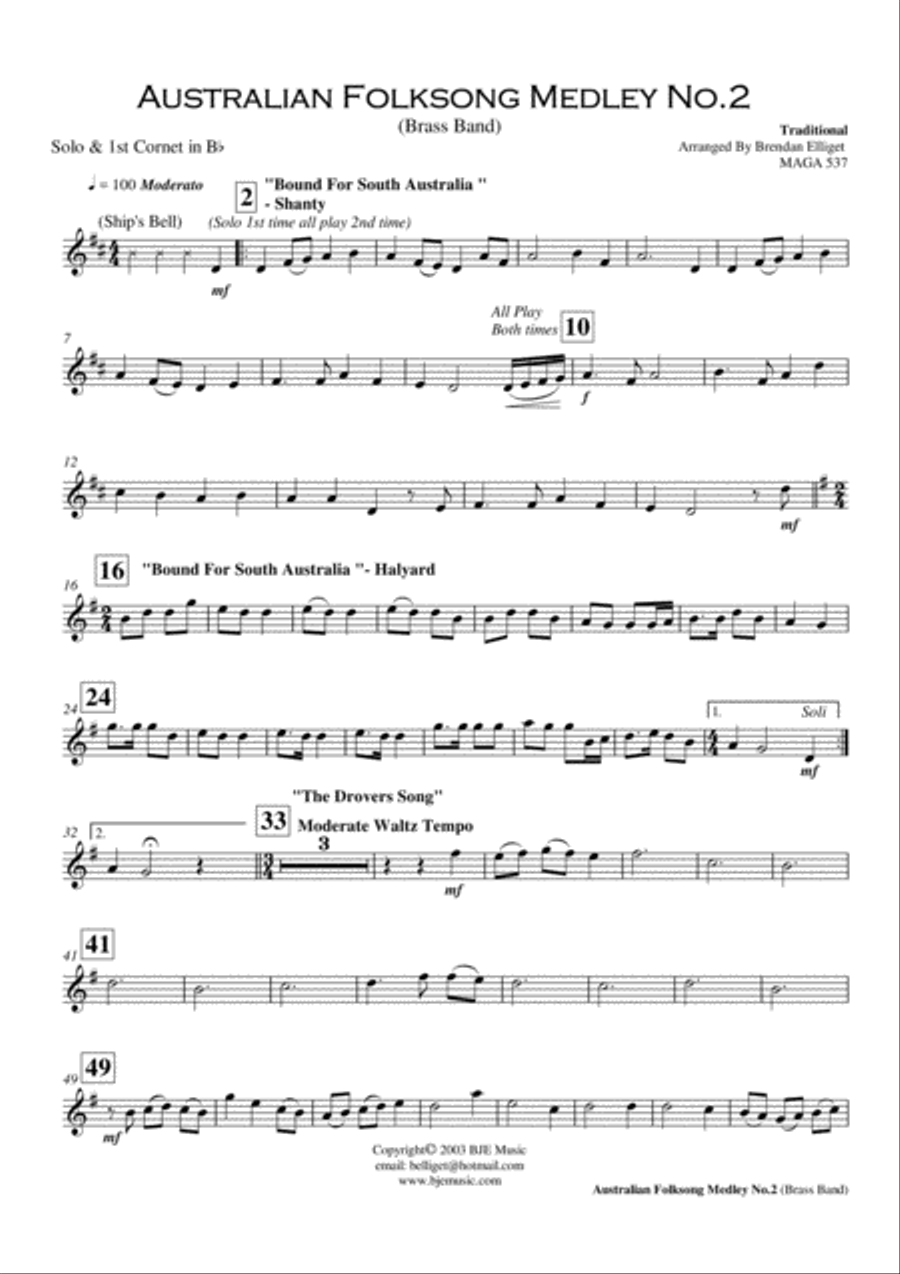 Australian Folksong Medley No. 2 - Brass Band Brass Band scores gallery preview page 4