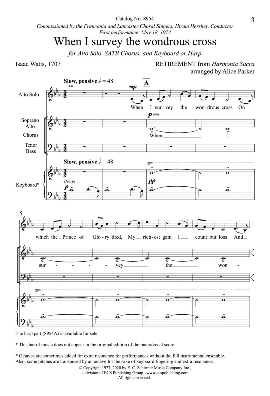 When I survey the wondrous cross 4-Part scores gallery preview page 1
