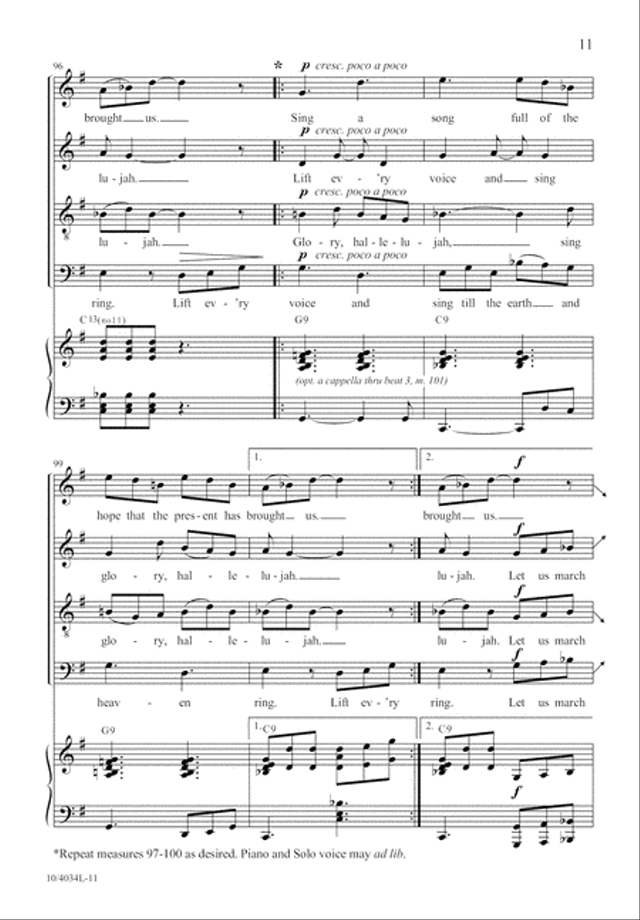 Lift Every Voice and Sing Divisi scores gallery preview page 11