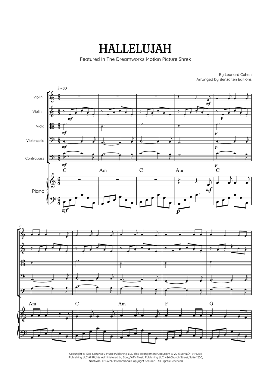 Hallelujah String Orchestra scores gallery preview page 1