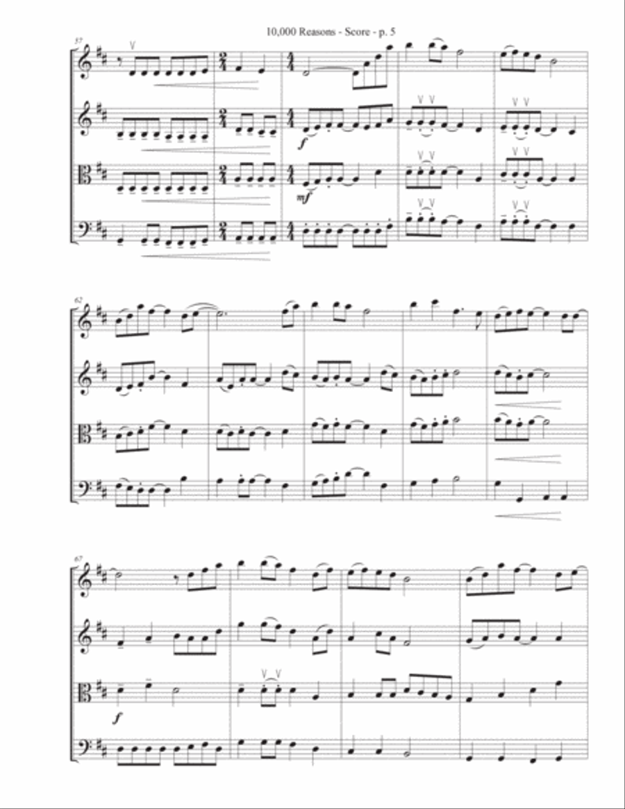 10,000 Reasons (Bless The Lord) String Quartet scores gallery preview page 6