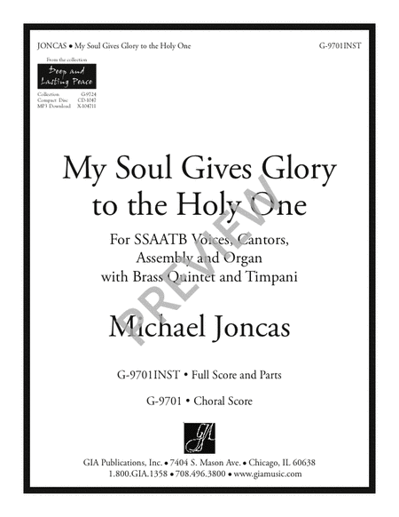 My Soul Gives Glory to the Holy One - Full Score and Parts