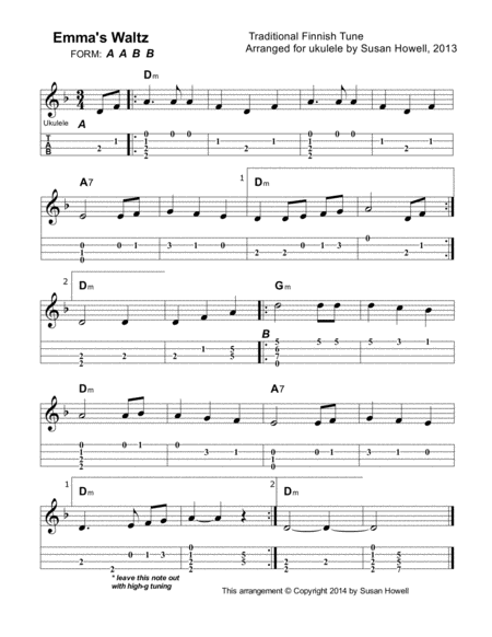 Emma's Waltz (ukulele instrumental in D minor)