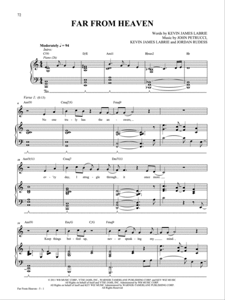 Far From Heaven Piano, Vocal, Guitar scores gallery preview page 1