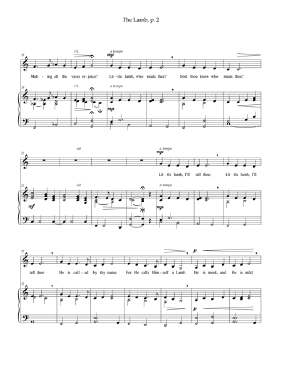 The Lamb (William Blake) — low voice (alto / bass-baritone), keyboard accompaniment Alto Voice scores gallery preview page 4