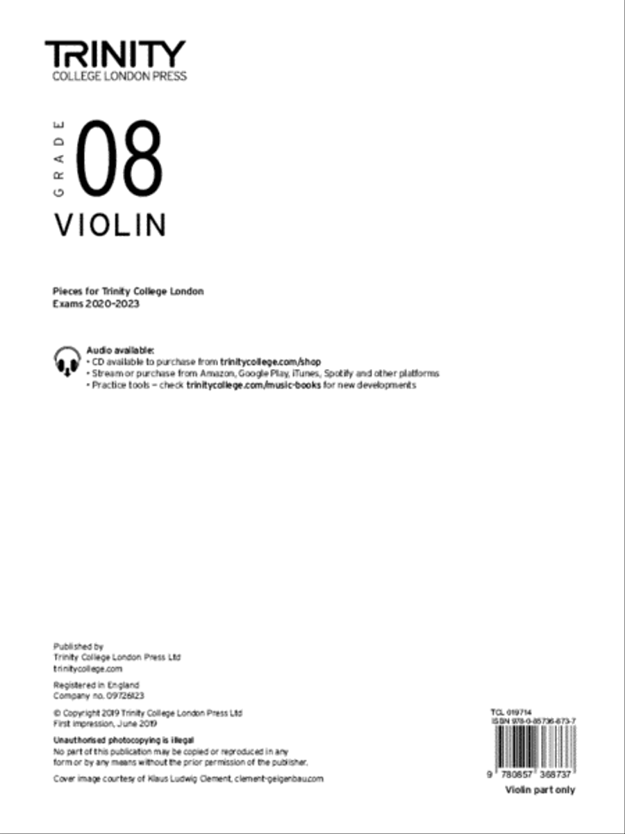 Violin Exam Pieces 2020-2023: Grade 8 (part only)