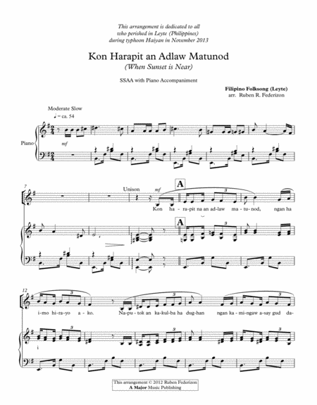 Kon harapit na an adlaw matunod (Philippine Folksong) image number null