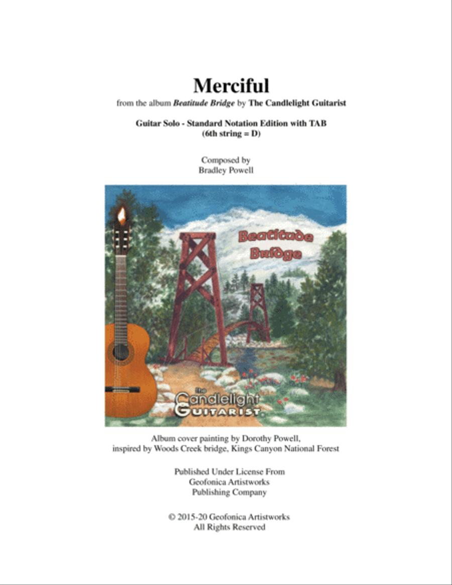 Merciful (guitar solo in standard notation with TAB) Guitar Tablature scores gallery preview page 1