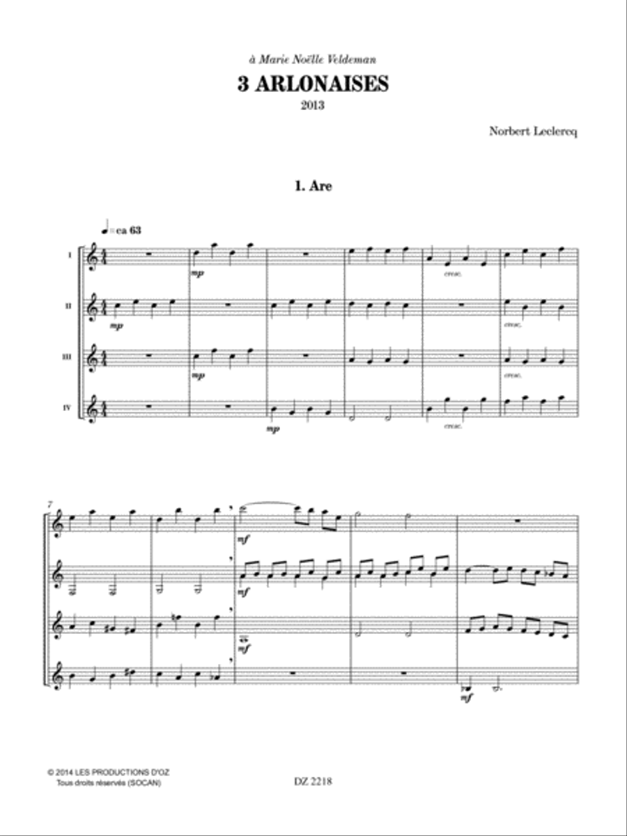3 Arlonaises Guitar Ensemble scores gallery preview page 3