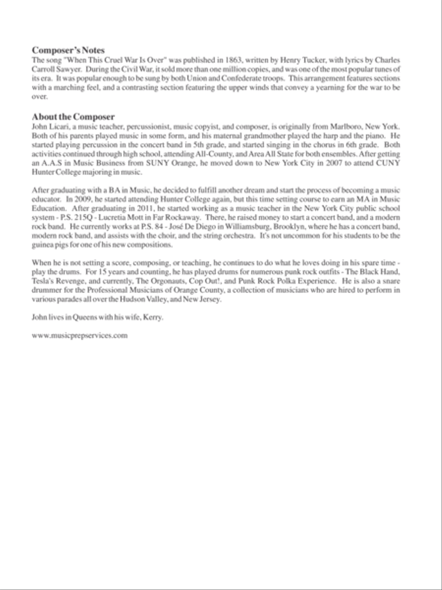 When This Cruel War is Over Concert Band scores gallery preview page 2