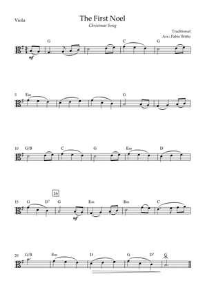 The First Noel (Christmas Song) for Viola Solo with Chords