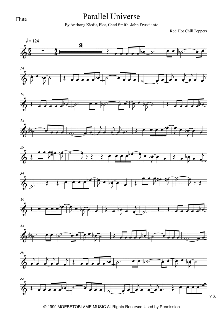 Parallel Universe Flute Solo scores gallery preview page 1