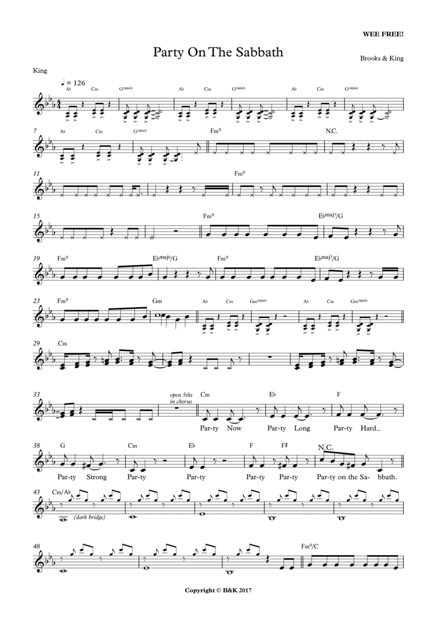 PARTY ON THE SABBATH Alto Voice scores gallery preview page 1