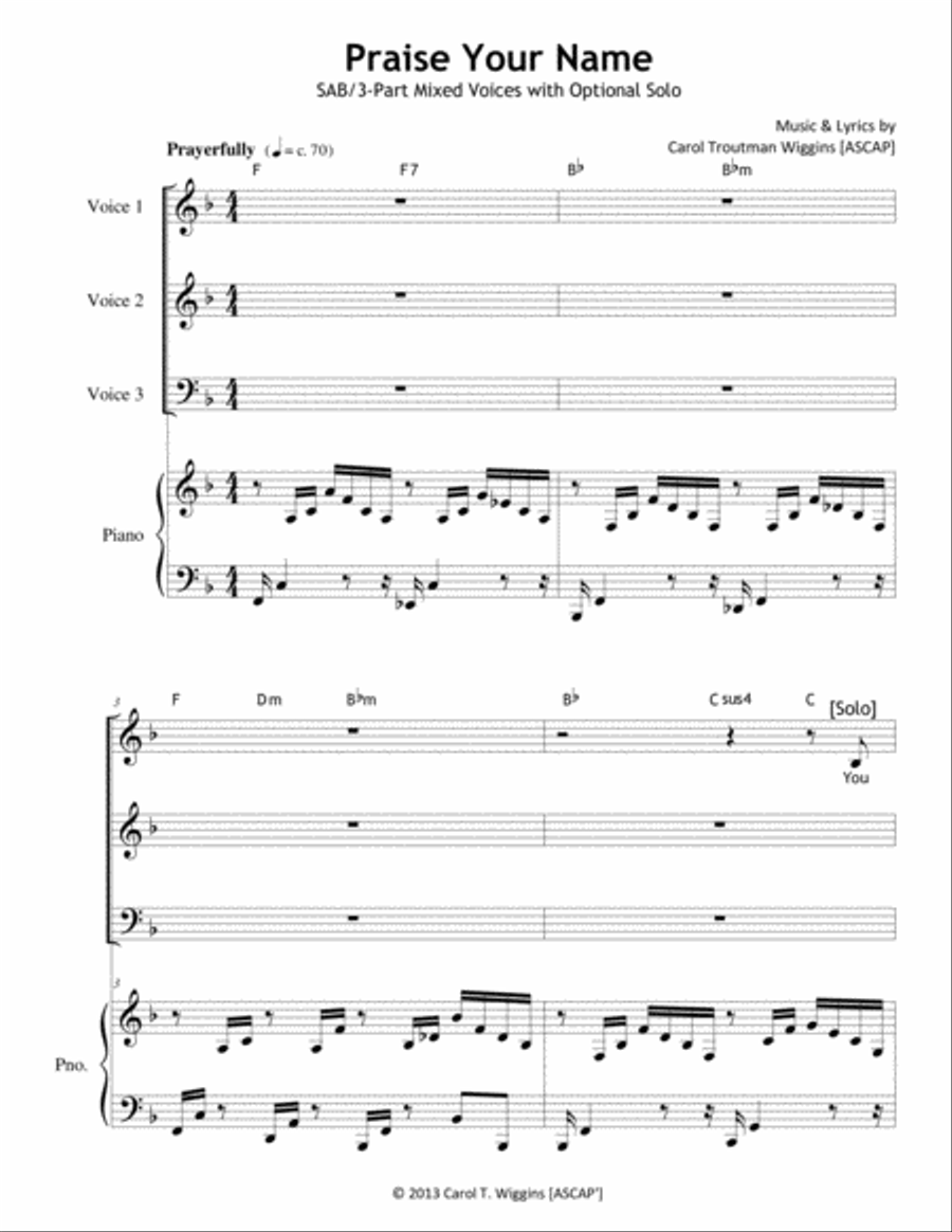Praise Your Name 3-Part scores gallery preview page 1