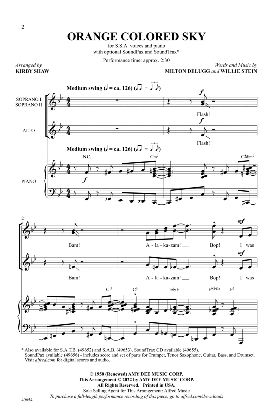 Orange Colored Sky Orange Colored Sky Choir scores gallery preview page 1