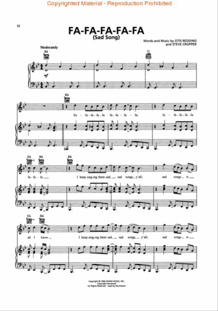 Otis Redding – Greatest Hits Piano, Vocal, Guitar scores gallery preview page 3