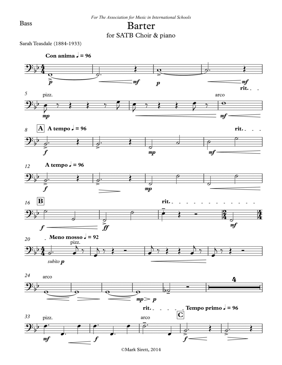 Barter - Double Bass Barter - Double Bass Choir scores gallery preview page 1
