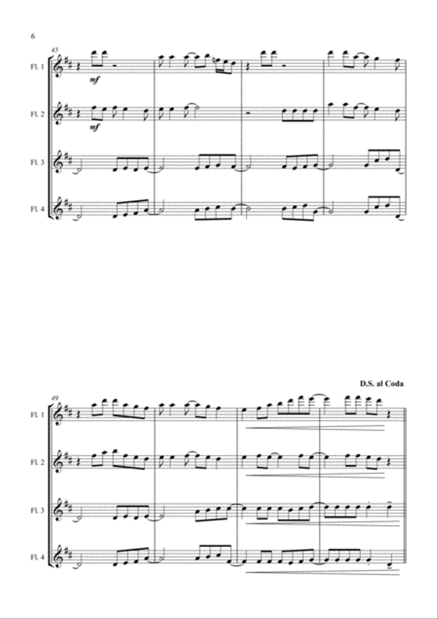 Don't Stop Believin' Flute Quartet scores gallery preview page 6