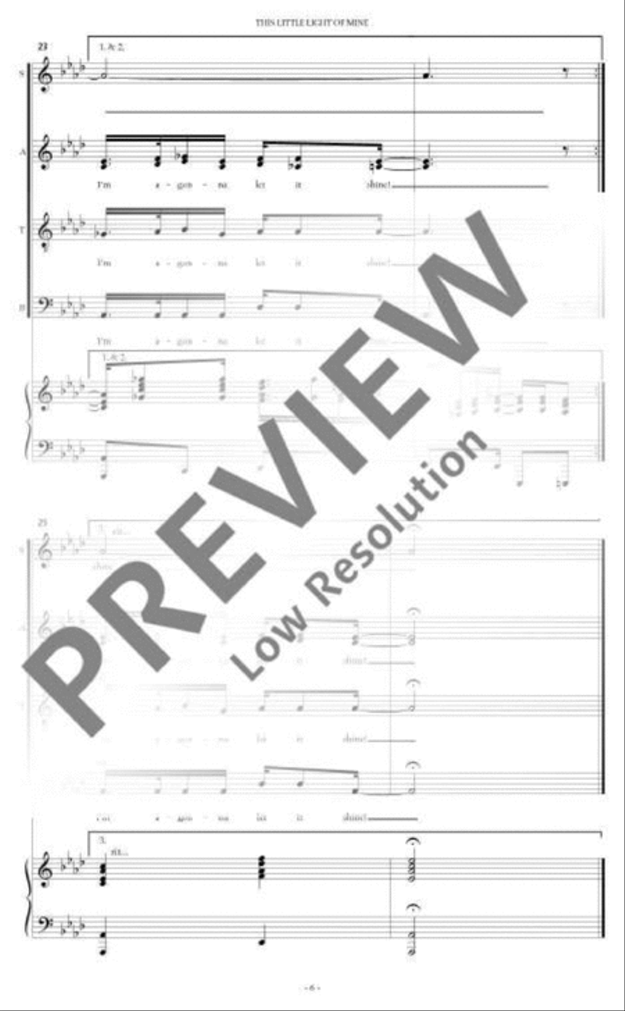 This Little Light of Mine 4-Part scores gallery preview page 5