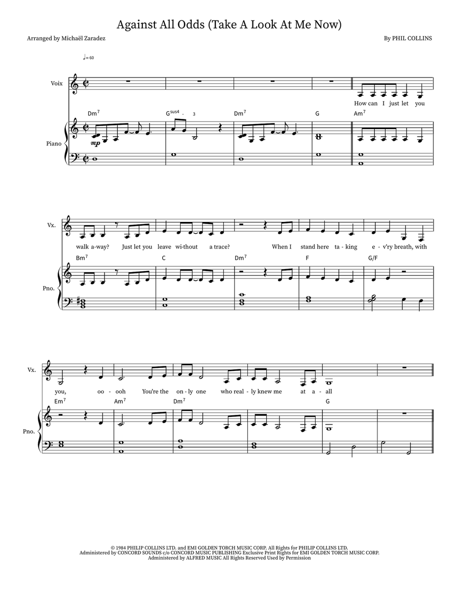 Against All Odds (Take A Look At Me Now) Voice scores gallery preview page 1