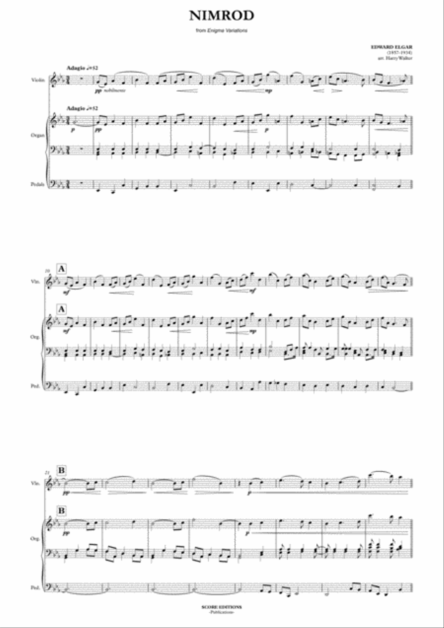 Elgar – Nimrod (for Violin and Organ) String Duet scores gallery preview page 3